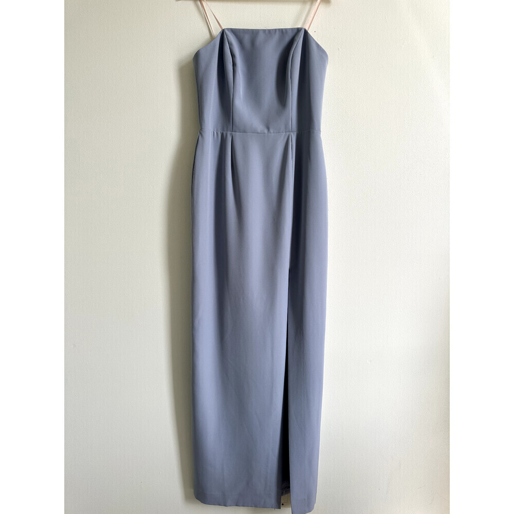 WAYF Women's The Mila Strapless Slit Column Gown In Dusty Blue Size M